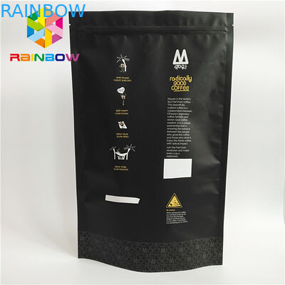 Mat siyah yüzey kahve çanta kilitli FDA işaretli gıda sınıfı plastik torbalar