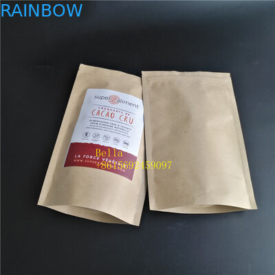 Yaprak Logo Baskılı Çay Poşetleri Paketleme Kahverengi Kraft Kağıt Fermuarlı Kese Temizle Pencereli