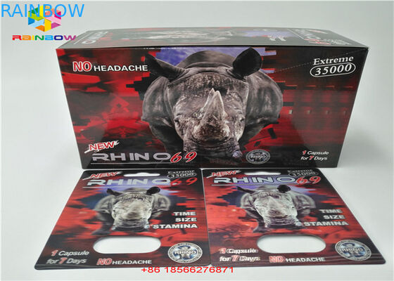 Seks hapı ambalaj kartları ve 3D ekran kutusu Sert Rox hap blister kağıt kartı / kapsül çift kağıt delik