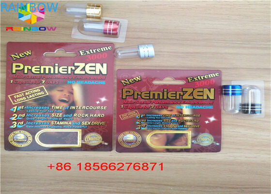 Seks hapı ambalaj kartları ve 3D ekran kutusu Sert Rox hap blister kağıt kartı / kapsül çift kağıt delik