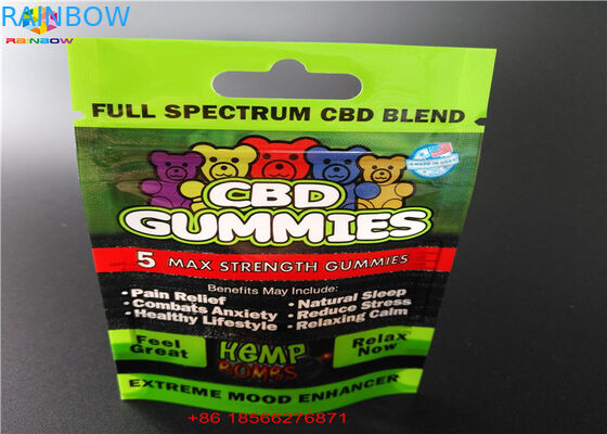 CBD GUMMIES plastik ambalaj pencere ile lamine alüminyum poşet çanta ısı mühür gıda zip kılıfı folyo poli çanta