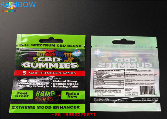 CBD GUMMIES plastik ambalaj pencere ile lamine alüminyum poşet çanta ısı mühür gıda zip kılıfı folyo poli çanta