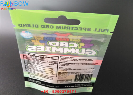CBD GUMMIES plastik ambalaj pencere ile lamine alüminyum poşet çanta ısı mühür gıda zip kılıfı folyo poli çanta