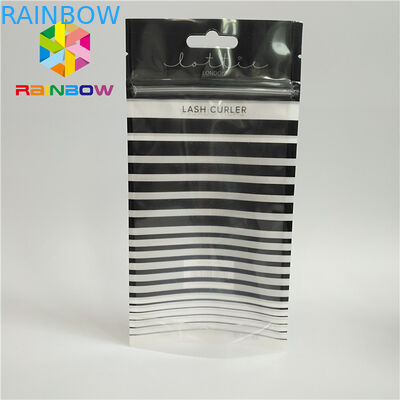 Zip Top Isı Mühür Ambalaj Torbaları Kirpikler Holografik Stand Up Kılıfı Temizle Ön