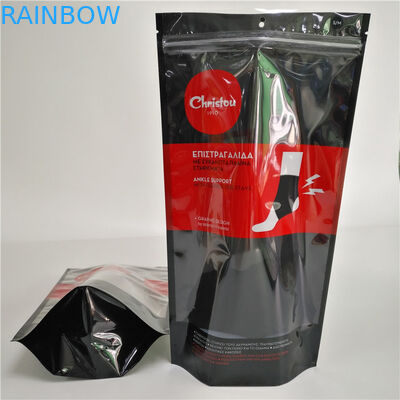 Kilitli Baskılı Plastik Torbalar Temizle Pencere İç Çamaşırı Çorapları İçin Siyah Doy Paketi