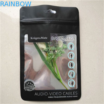 Mat Siyah Alüminyum Folyo Kılıfı Telefon Kılıfı Ambalaj Tel Kablo Fermuar Kilidi Temizle Pencere Ile