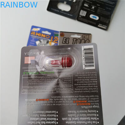 3D Kart Blister Ambalaj Paketi Özel Baskılı Kağıt Kart Gergedan 7 Jaguar 30000 Seks Hap Paketi