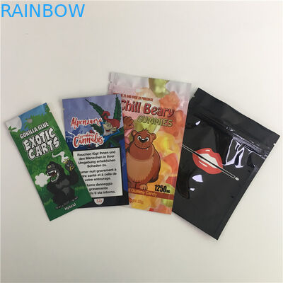 Gravür Baskı Stand Up Kılıfı 100mg CBD Yenilebilir THC Gummies Bear Candy Kilitli