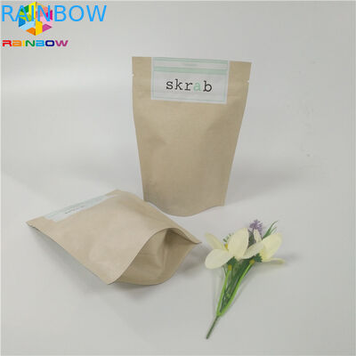 Food Grade Özelleştirilmiş Kağıt Torbalar Ayakta Geri Dönüştürülebilir Vücut Sert Fırçalama