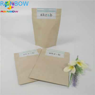 Food Grade Özelleştirilmiş Kağıt Torbalar Ayakta Geri Dönüştürülebilir Vücut Sert Fırçalama