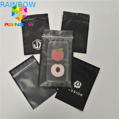 Özel Baskılı Üç Taraflı Mühür Plastik Çanta, Telefon Kabuğu Fermuarlı ve Önü Temizle ile Ambalaj İçin