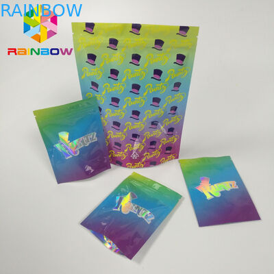 Nem Geçirmez Stand Up Fermuar Çanta Çanta RUNTZ Renkli Mylar Lazer Hologram Zip Kilidi