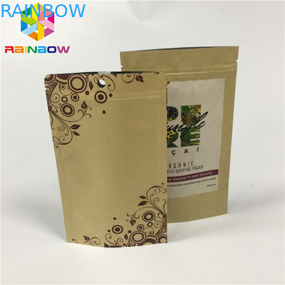 Kraft Kağıt Kilitli Stand Up Torbalar Alüminyum Folyo Kendinden Somun Snack Için Nem Geçirmez Stand