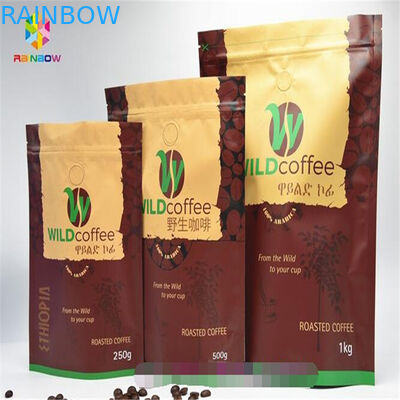 Yeniden Kapanabilir Alüminyum Folyo Stand Up Fermuarlı Kese, Valfli Baskılı Kilitli Torbalar