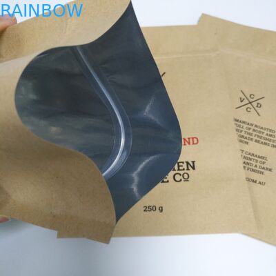 Kraft Kahverengi Kağıt Snack Çanta Ambalaj Stand Up Kılıfı Fermuarlı Düz ​​Tabanlı