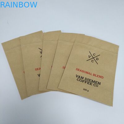 Kraft Kahverengi Kağıt Snack Çanta Ambalaj Stand Up Kılıfı Fermuarlı Düz ​​Tabanlı