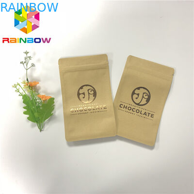 UV Baskı Üç Yan Çikolata Bar Ambalaj için Fermuarlı Craft Kağıt Torbalar Mühürlü