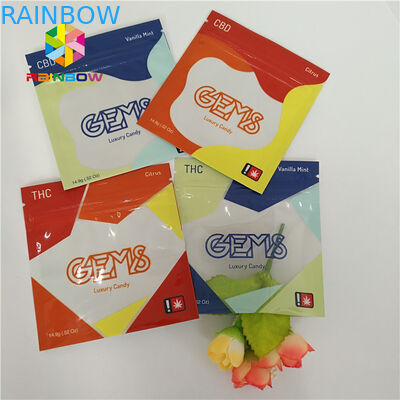 Yeniden Kapanabilir Bitkisel Tütsü Ambalaj Plastik Kılıfı 3 Tarafı Fermuar Gözyaşı Çentikleri ile Mühürlü