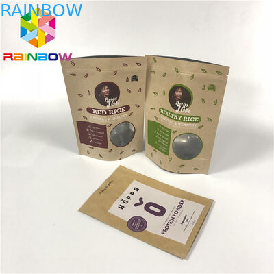 Doypack Lamine Alüminyum Folyo Zip Kraft Kağıt Torbalar İçin Paketleme Pirinç Vücut Ovması