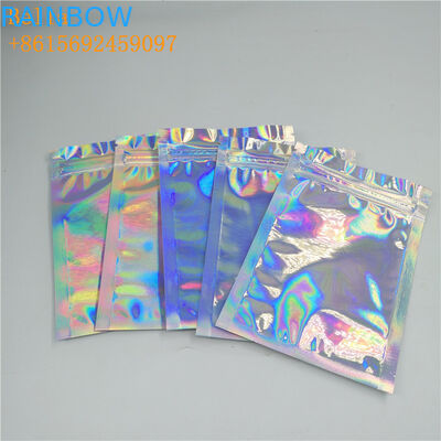 Mini 3 Yan Mühürlü Holografik Makyaj Çantası Mylar Kilitli Kese Özel Baskılı