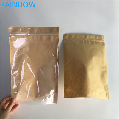 Gıda Sınıfı Kraft Kağıt Stand Up Kılıfı Ambalaj İyi Sızdırmazlık Fermuarlı Sekmeyi Çek