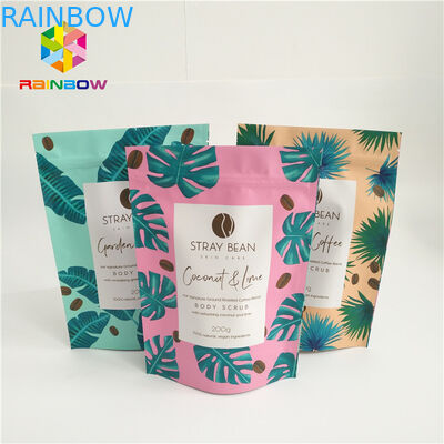 Alüminyum Folyo Stand Up Kahve Torbaları, Gözyaşı Çentikli Plastik Kilitli Torbalar