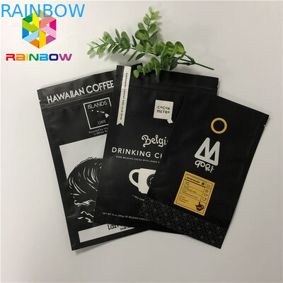 Matt Siyah 200g Alüminyum Folyo Stand Up Kılıfı Zip Kilit Kahve Çantası Gravür Baskı