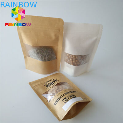 Snack Gıda Ambalaj Torbaları Stand Up Zip Kilidi Şeffaf Plastik Kese Pencereli Şeffaf