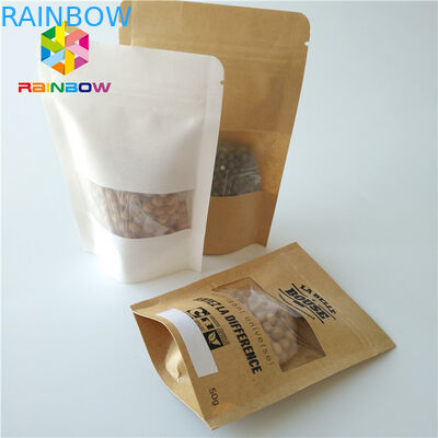 Snack Gıda Ambalaj Torbaları Stand Up Zip Kilidi Şeffaf Plastik Kese Pencereli Şeffaf