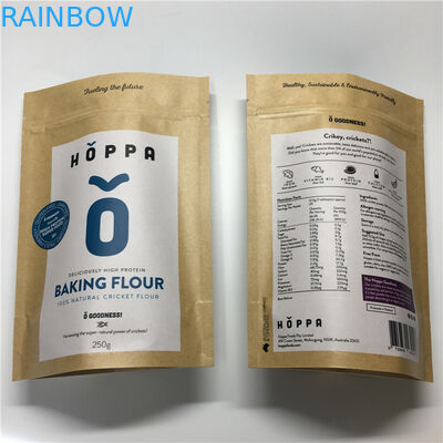 Gıda Unu Ambalajlama İçin Yeniden Kullanılabilir Özel Baskılı Kağıt Torbalar Alüminyum Folyo Kilitli