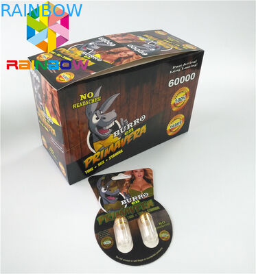 Parlak Blister Kart Ambalajı Özel Seks Geliştirme Hapları Burro2 60000 Paper Card
