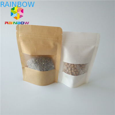 Dikdörtgen / Oval Pencereli Paketleme Gıda Sınıfı Torbalar Kağıt Stand Up