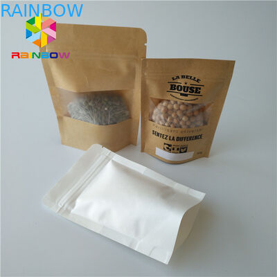 Dikdörtgen / Oval Pencereli Paketleme Gıda Sınıfı Torbalar Kağıt Stand Up