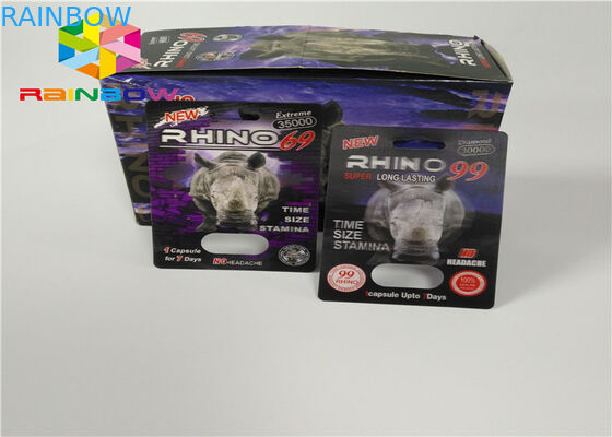 Plastik Şişe Blister Ekleme Kartı Erkek Geliştirme Hapları Kartları / Ekran Kutusundan 3d Ambalaj