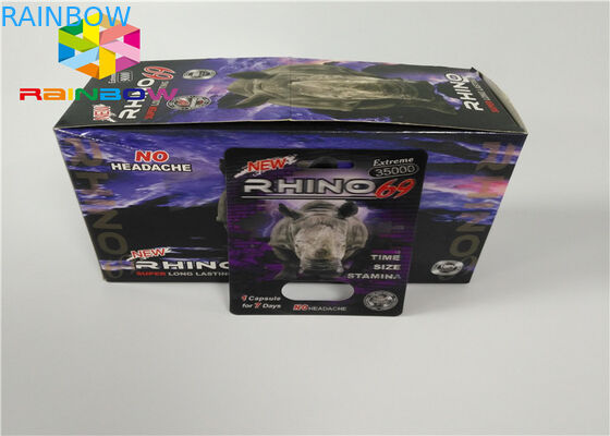 Plastik Şişe Blister Ekleme Kartı Erkek Geliştirme Hapları Kartları / Ekran Kutusundan 3d Ambalaj