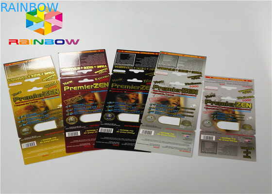 Plastik Şişe Blister Ekleme Kartı Erkek Geliştirme Hapları Kartları / Ekran Kutusundan 3d Ambalaj