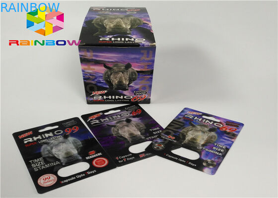 Plastik Şişe Blister Ekleme Kartı Erkek Geliştirme Hapları Kartları / Ekran Kutusundan 3d Ambalaj