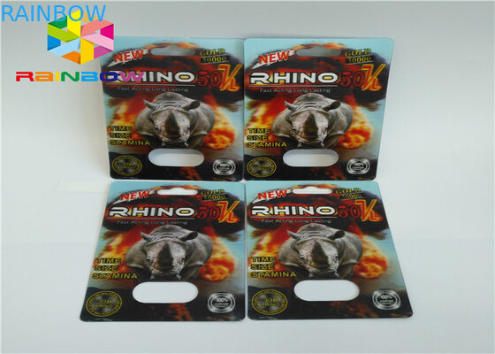 Erkek Geliştirme Hapları Blister Ambalaj Paketleme 3D Rhino Blister Kart Kapsül Paketi İçin