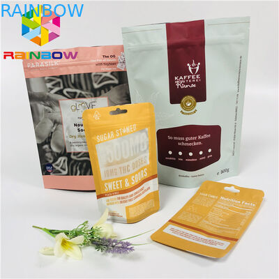 Mat Çay Poşetleri Ambalajları Fermuarlı / Koparma Çentikli Alüminyum Folyo Çanta Stand Up