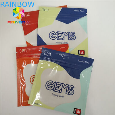 Geri dönüşümlü bitkisel tütsü ambalajı plastik torbalar 3 tarafı fermuarlı özel mühürlü