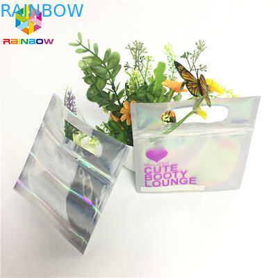 Kozmetik Örneği İçin Dijital Baskı Folyo Kılıfı Ambalaj Temizle Ön Hologram Zip Kilit Çantası