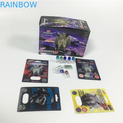 Kartuş Kağıt Blister Kart Ambalaj Altın Rhino Konteyner Mermi, Plastik Kapaklı