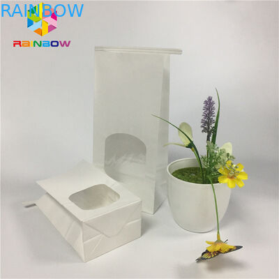 Gres Proof Snack Çanta Ambalaj Düz Beyaz Kağıt Kalay Kravat ile Temizle Pencere Çantası