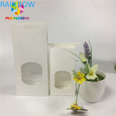 Gres Proof Snack Çanta Ambalaj Düz Beyaz Kağıt Kalay Kravat ile Temizle Pencere Çantası