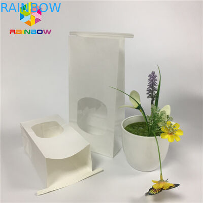 Gres Proof Snack Çanta Ambalaj Düz Beyaz Kağıt Kalay Kravat ile Temizle Pencere Çantası