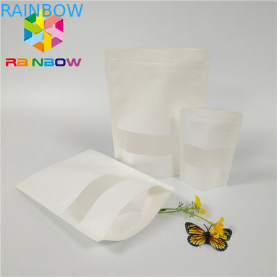 Matt Beyaz Plastik Torbalar Ambalaj Doypack Poly Zip Kilit Stand Up Kılıfı Dikdörtgen Pencere