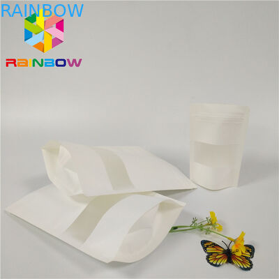 Matt Beyaz Plastik Torbalar Ambalaj Doypack Poly Zip Kilit Stand Up Kılıfı Dikdörtgen Pencere