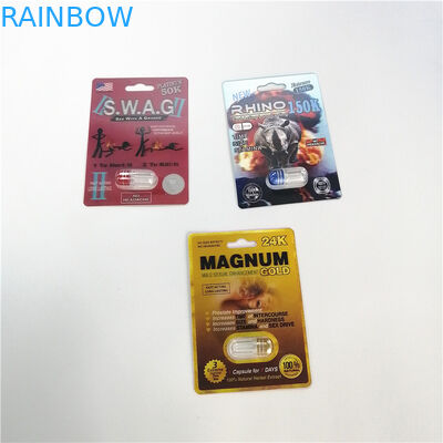 Özelleştirilmiş Logo Blister Kart Ambalaj Özel Etiketler Tek Folyo Gergedan 3D 69 7 Siyah Panter