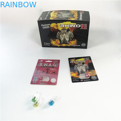 Erkek Geliştirme Kapsül Ambalajı İçin Özel Blister Kart Ambalaj Rhino Konteyner Bullet