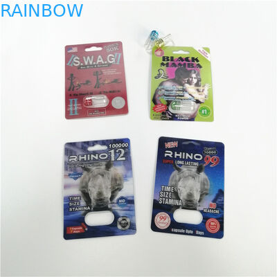 Erkek Geliştirme Kapsül Ambalajı İçin Özel Blister Kart Ambalaj Rhino Konteyner Bullet